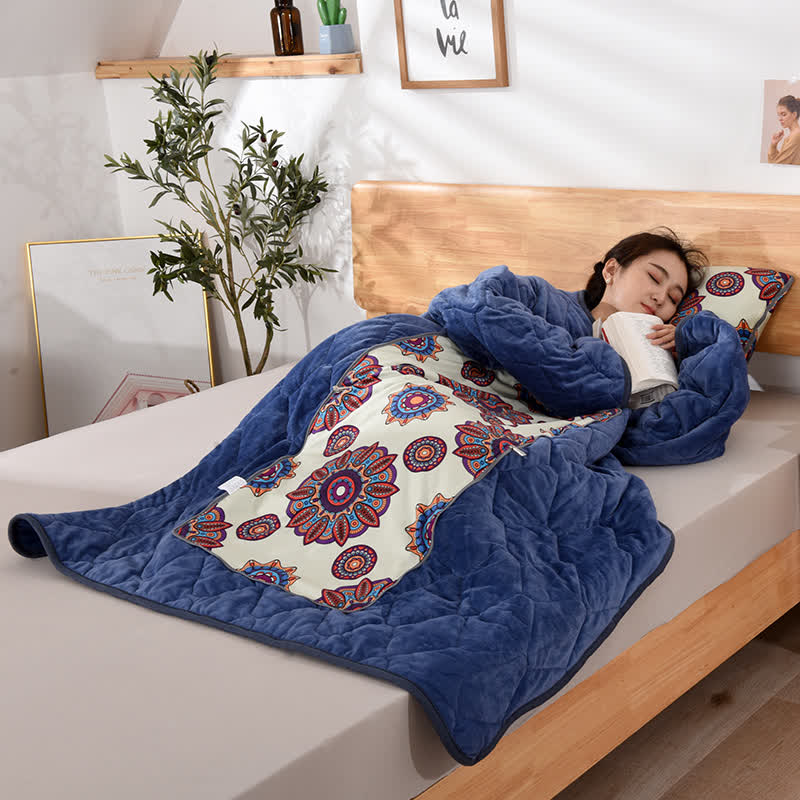 Retro Fleece Functional Pillow Wearable Quilt - image 1