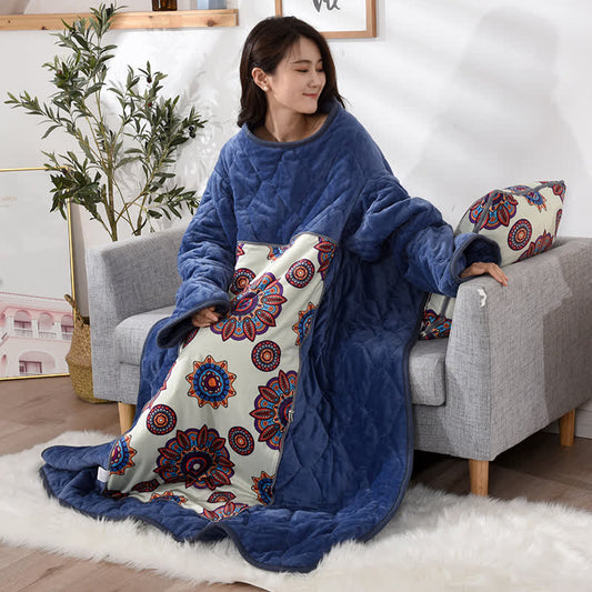 Retro Fleece Functional Pillow Wearable Quilt - 59"W x 79"L - image 0