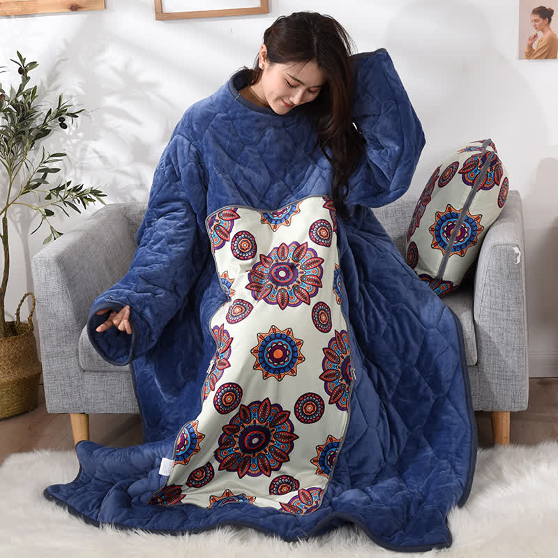 Retro Fleece Functional Pillow Wearable Quilt - image 3