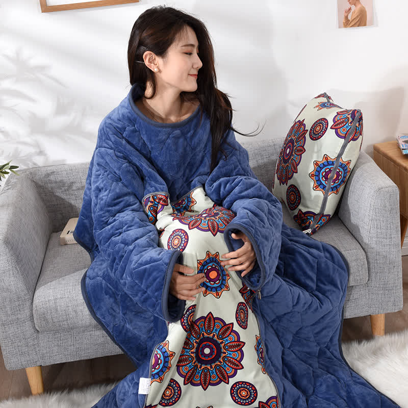 Retro Fleece Functional Pillow Wearable Quilt - image 5