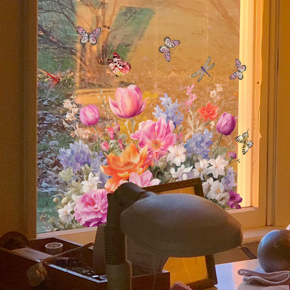  Floral Butterfly Transparent Static Window Cling - image 0