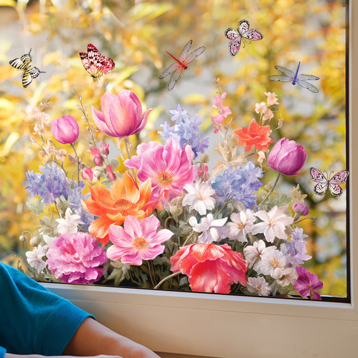  Floral Butterfly Transparent Static Window Cling - image 1