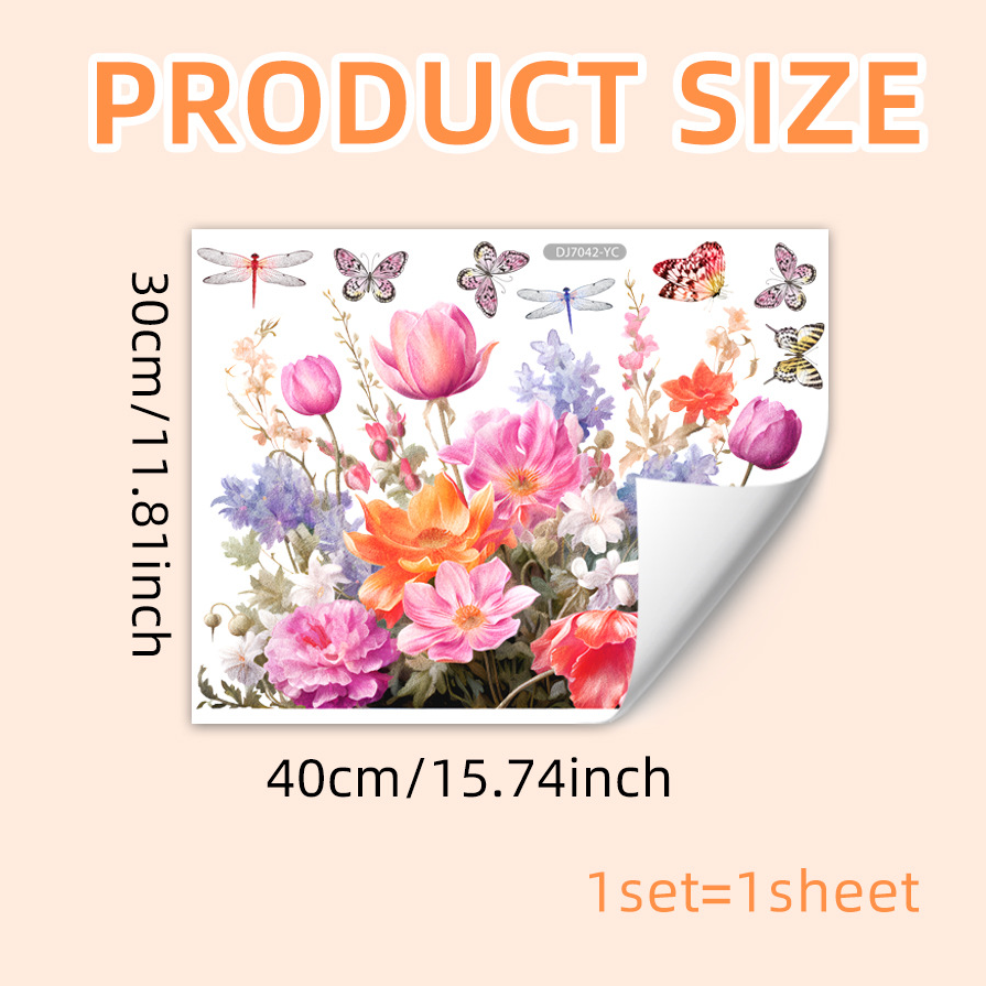  Floral Butterfly Transparent Static Window Cling - 20PCS - 17.54"W x 11.81"L - image 4