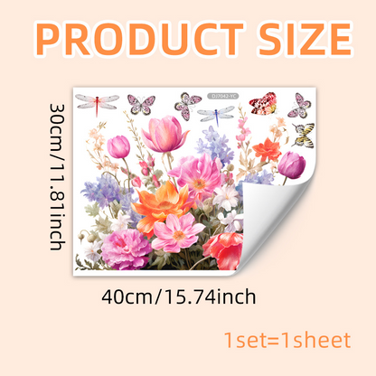 Floral Butterfly Transparent Static Window Cling - 20PCS - 17.54"W x 11.81"L - image 4