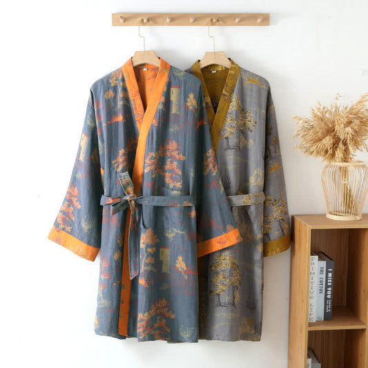 Pure Cotton Breathable Retro Kimono Bathrobe - image 0