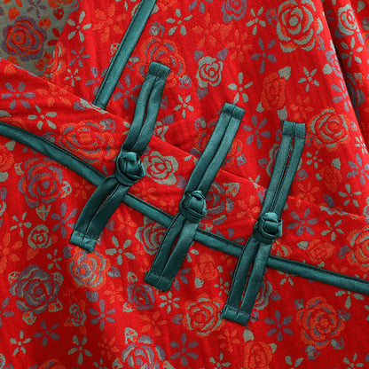 Plus Size Frog Button Rose Cotton Pajama Set - image 1