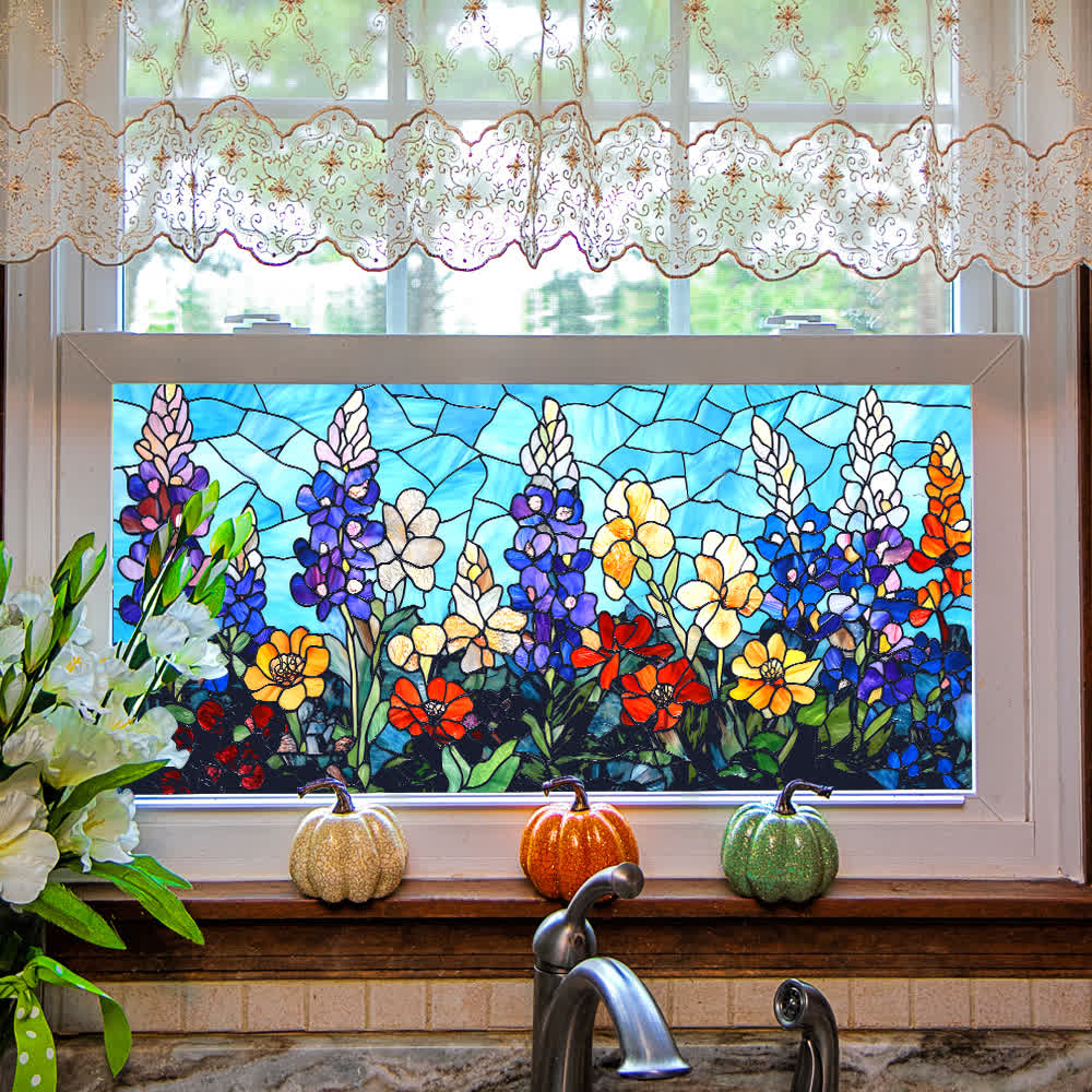 Removable Non-Adhesive Stained Glass Window Film - A - 2PCS - 39.37"W x 7.72"L - image 0