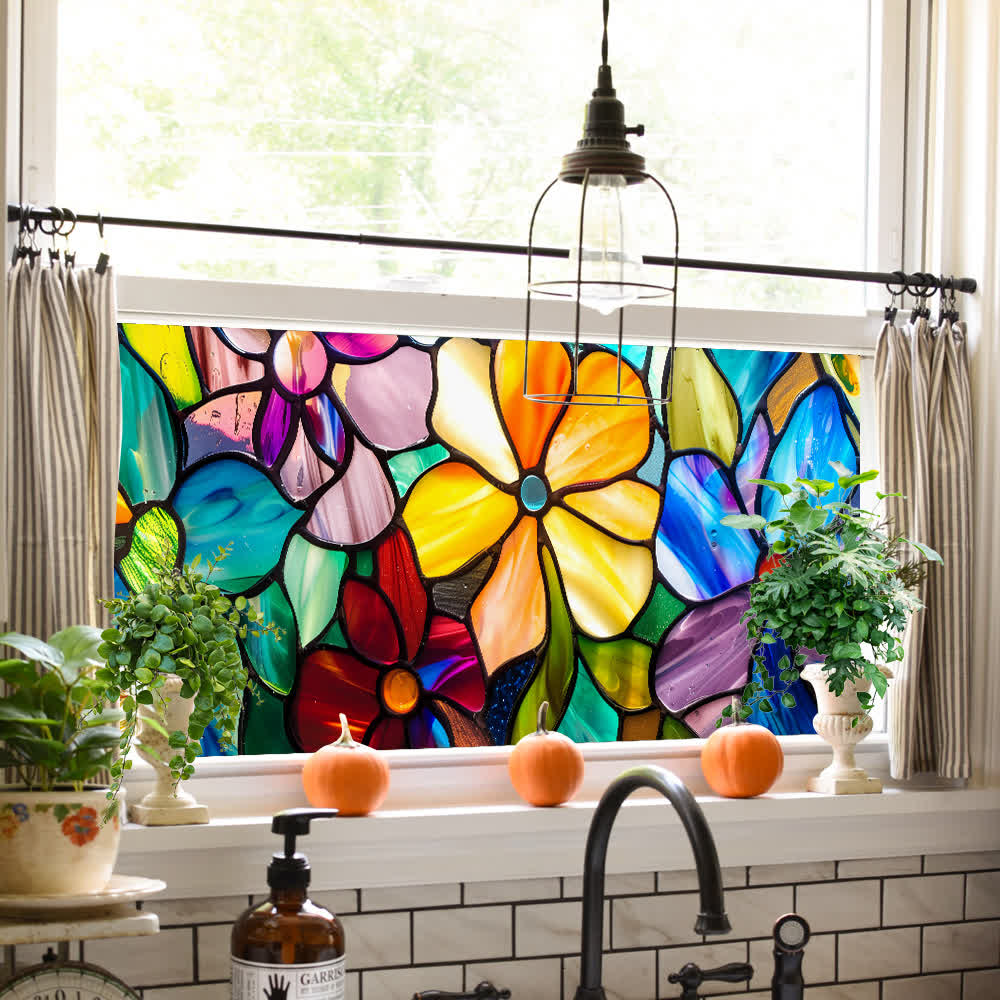 Removable Stained Glass Window Decorative Film - B - 2PCS - 39.37"W x 7.72"L - image 5
