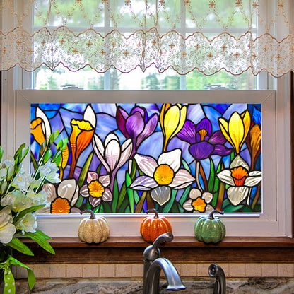 Removable Stained Glass Window Decorative Film - A - 2PCS - 39.37"W x 7.72"L - image 0