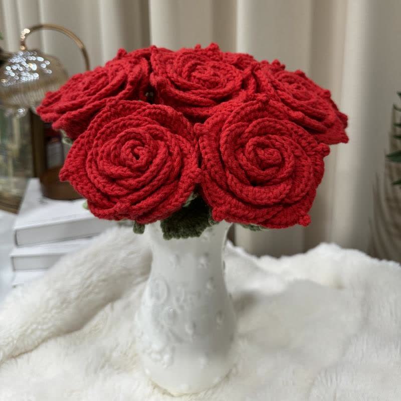 Hand-woven Bright Rose Bouquet Ornament - image 6