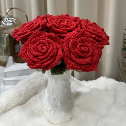 Hand-woven Bright Rose Bouquet Ornament - image 6