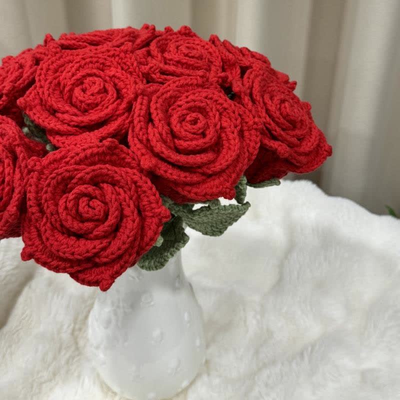 Hand-woven Bright Rose Bouquet Ornament - image 8
