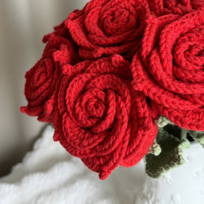Hand-woven Bright Rose Bouquet Ornament - image 9