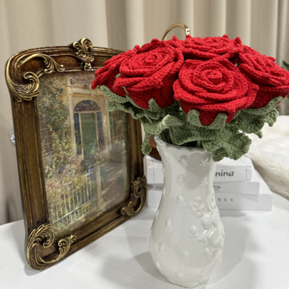 Hand-woven Bright Rose Bouquet Ornament - image 1