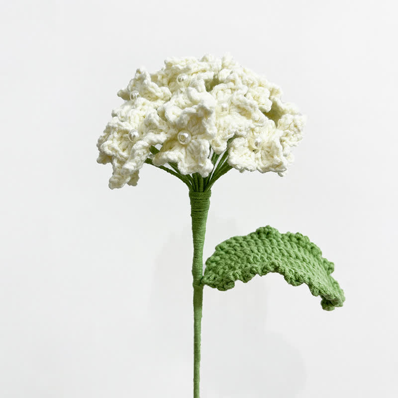 Crochet Hydrangea Bouquet Home Decor Ornament - White - 3.15"W x 3.15"L x 16.54"H - 12PCS - image 6