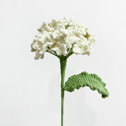 Crochet Hydrangea Bouquet Home Decor Ornament - White - 3.15"W x 3.15"L x 16.54"H - 12PCS - image 6