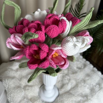 Farmhouse Crochet Tulip Bouquet Vase Set - image 2