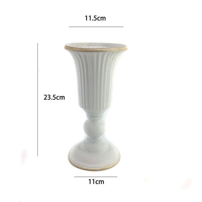 Retro Iron Home Decor Dried Flower Vase - White&Gold - 4.33"W x 4.53"L x 12.60"H - image 4