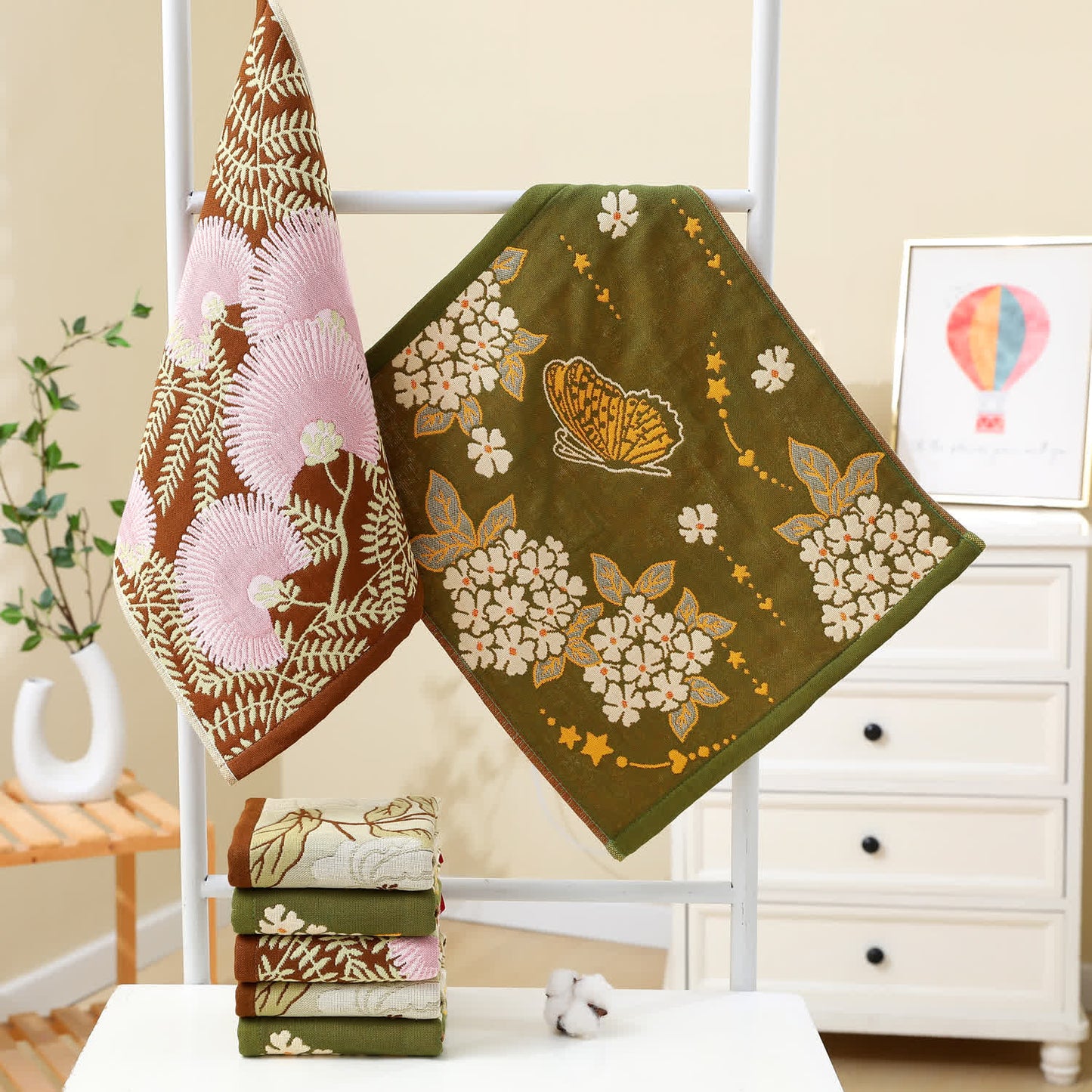 Cotton Gauze Jacquard Retro Floral Kitchen Towel - Set ( 3 Patterns) - 6PCS - 13" x 16" - image 0