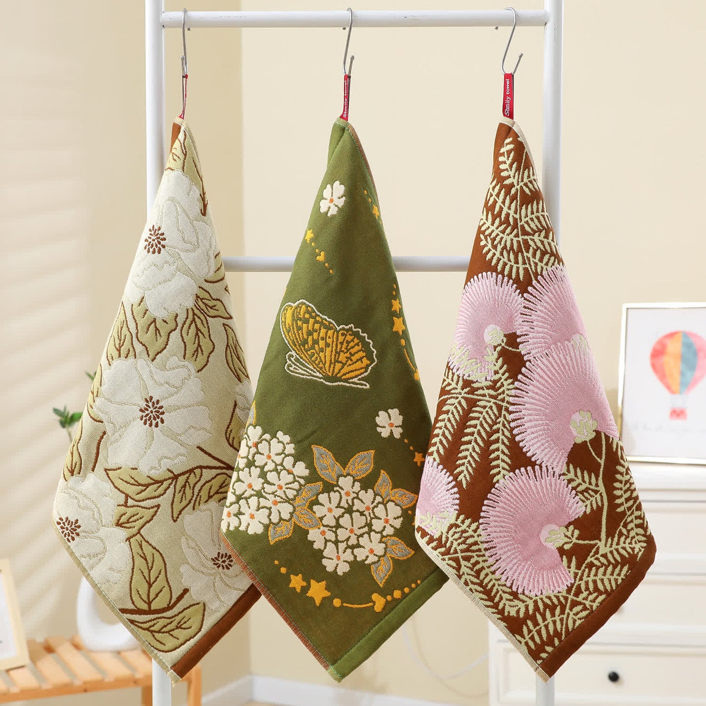 Cotton Gauze Jacquard Retro Floral Kitchen Towel - image 3