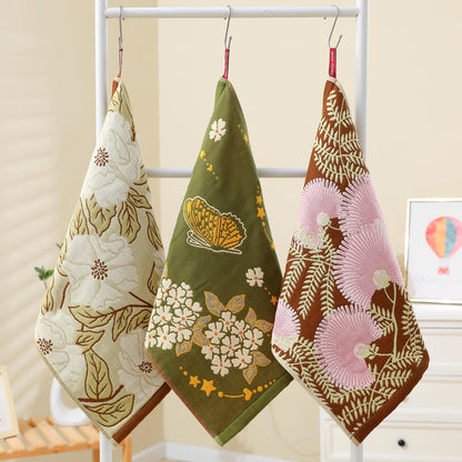 Cotton Gauze Jacquard Retro Floral Kitchen Towel - image 3