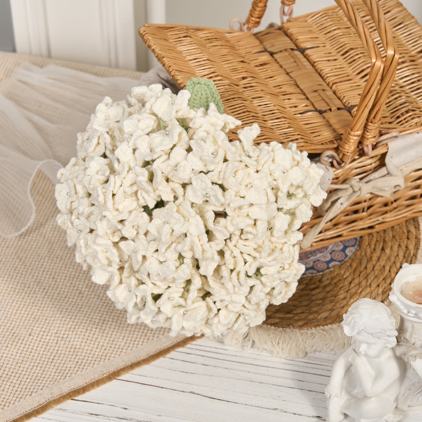 Crochet Hydrangea Bouquet Home Decor Ornament - image 3