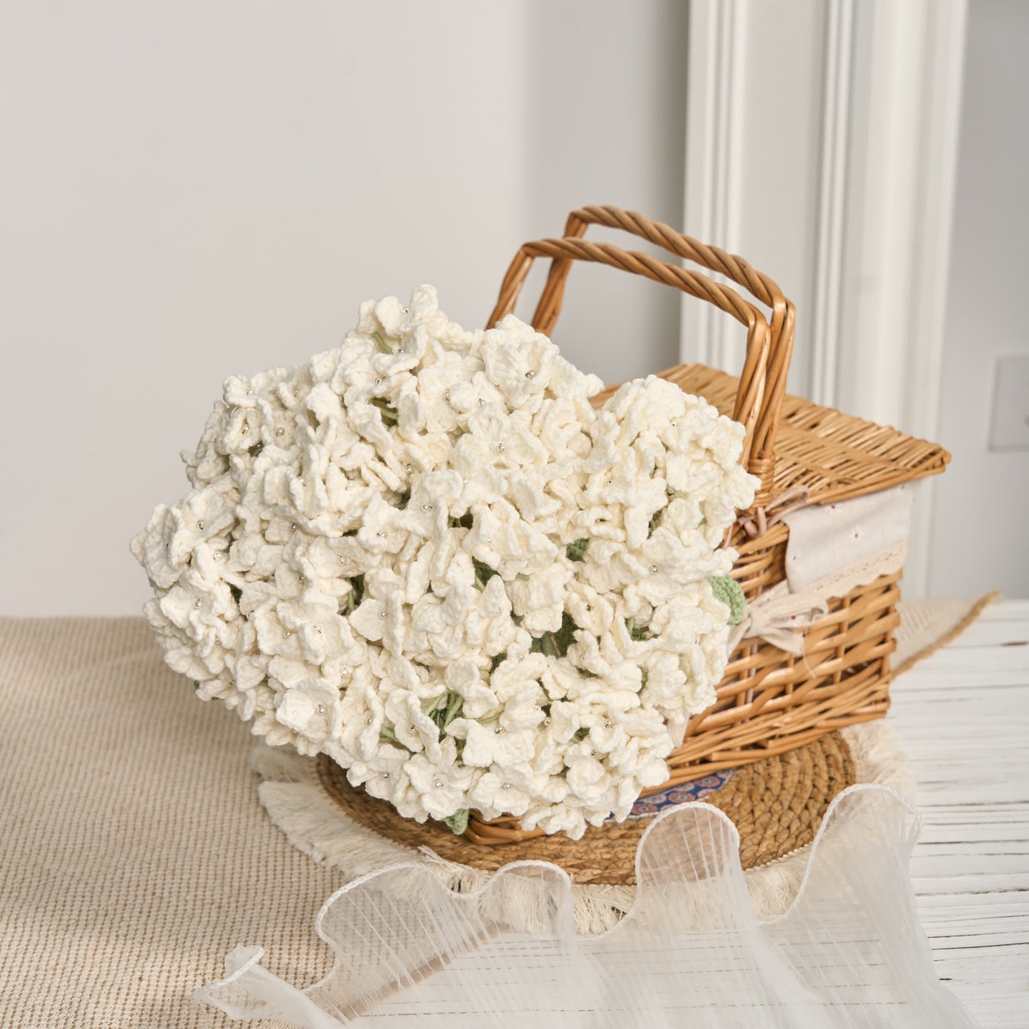Crochet Hydrangea Bouquet Home Decor Ornament - image 0