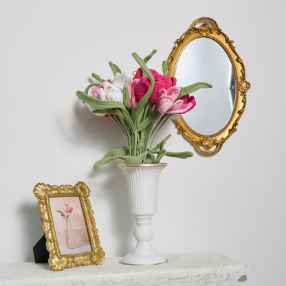 Farmhouse Crochet Tulip Bouquet Vase Set - 18PCS  Bouquets with 1PC Vase - image 0