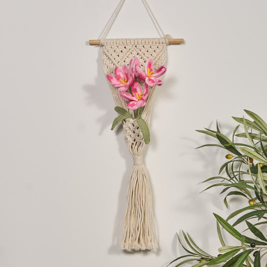 Hand-woven Tulip Bouquet Ornament - Pink - 6PCS - 2.36"W x 2.36"L x 15.75"H - image 0