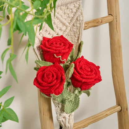 Hand-woven Bright Rose Bouquet Ornament - image 5
