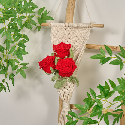 Hand-woven Bright Rose Bouquet Ornament - image 4