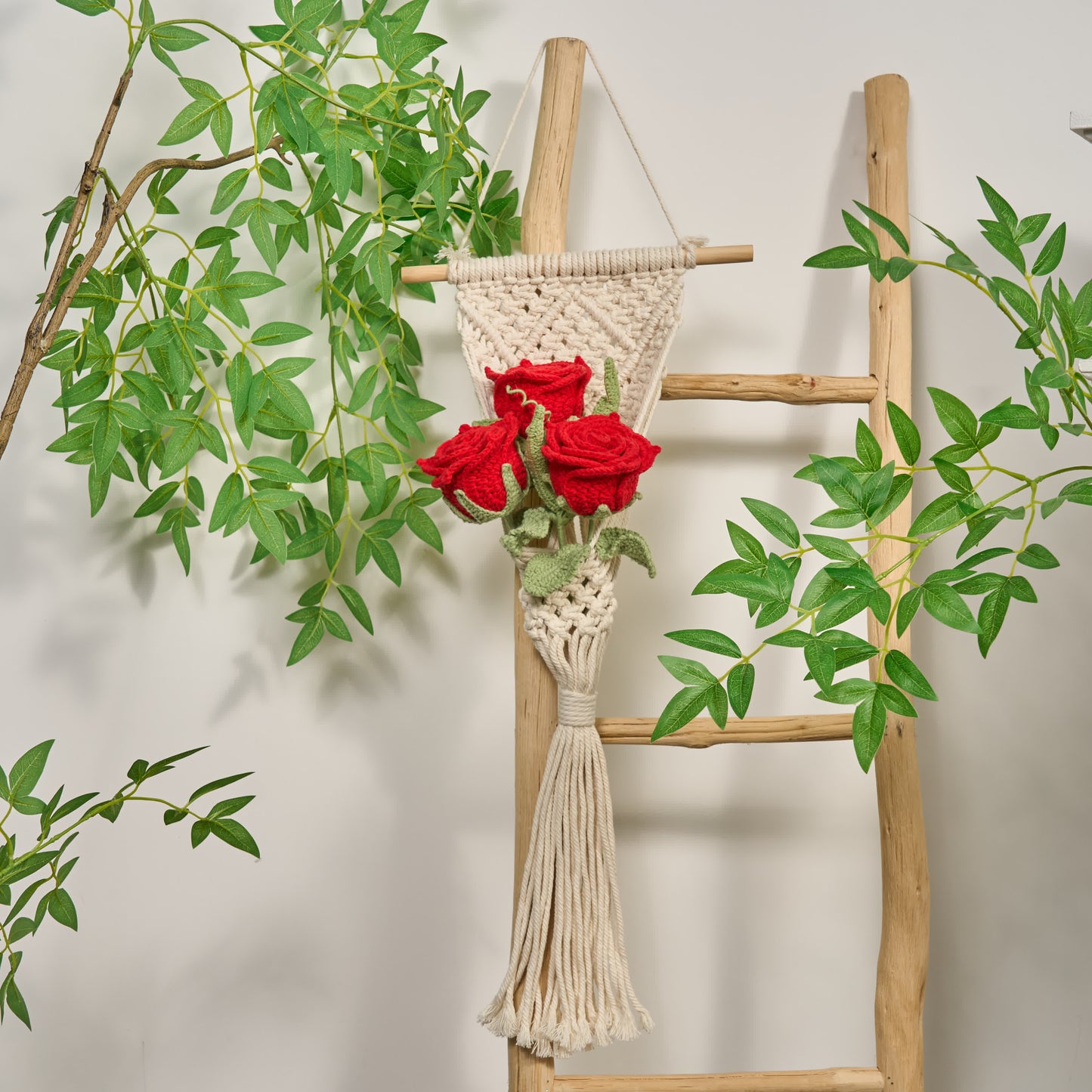 Hand-woven Bright Rose Bouquet Ornament - image 2