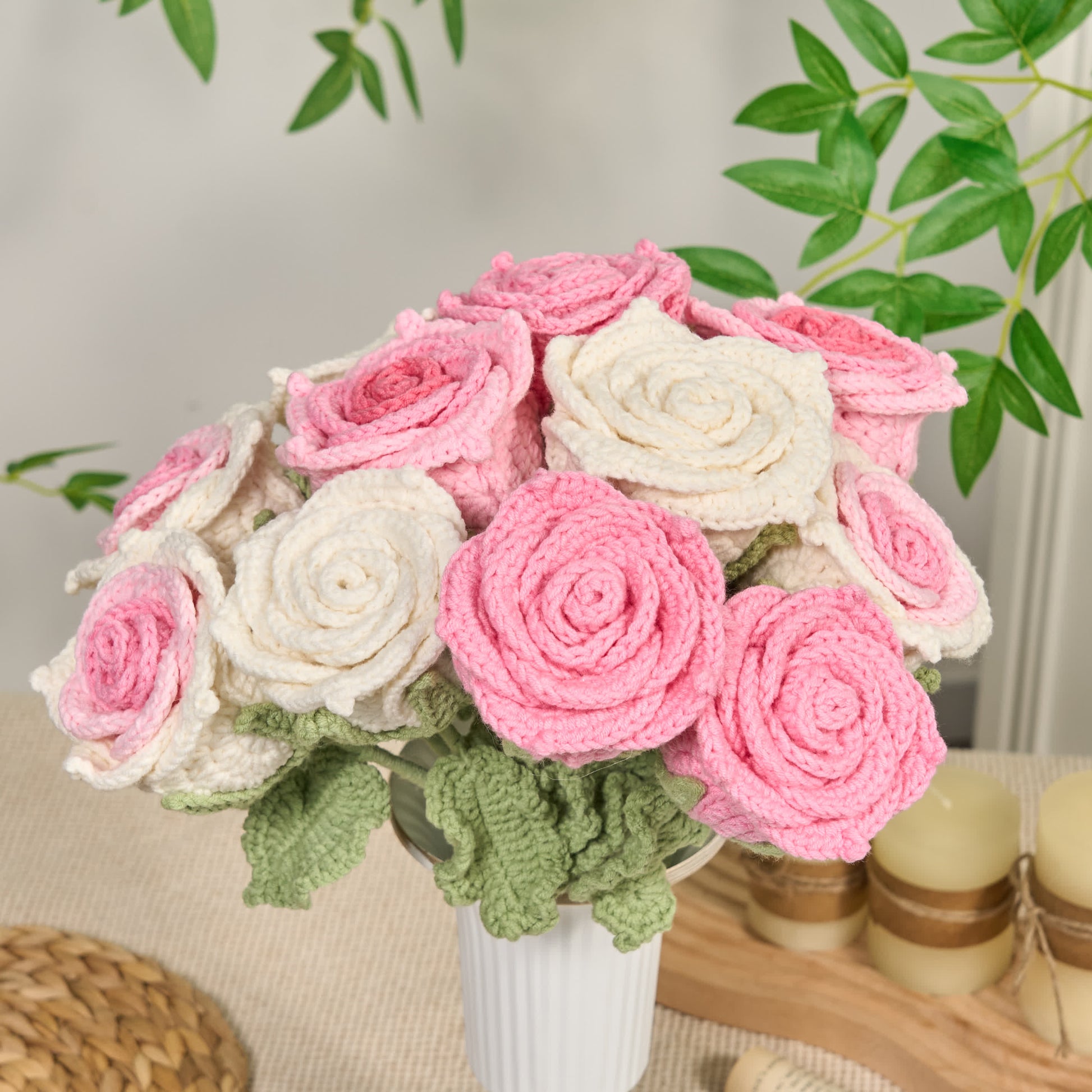 Handmade Crochet Rose Artificial Flowers(12PCS) - image 5