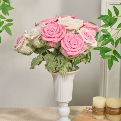 Handmade Crochet Rose Artificial Flowers(12PCS) - image 3