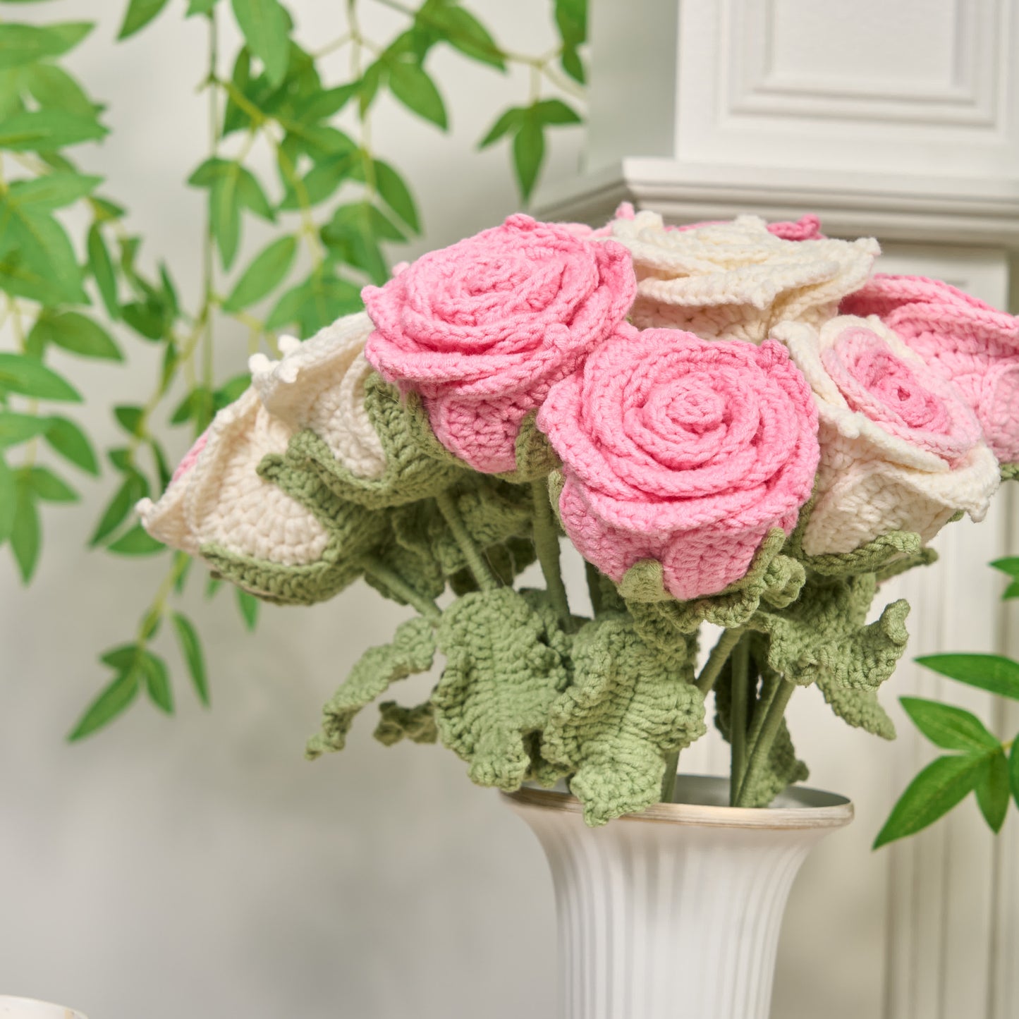 Handmade Crochet Rose Artificial Flowers(12PCS) - image 4