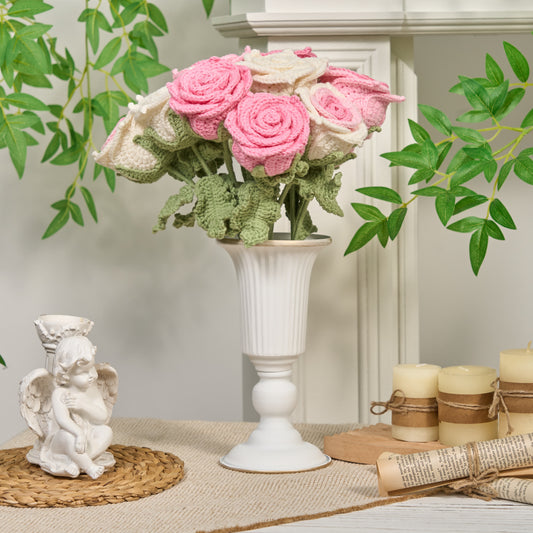 Handmade Crochet Rose Artificial Flowers(12PCS) - 12PCS - 2.36"W x 2.36"L x 15.75"H - image 0