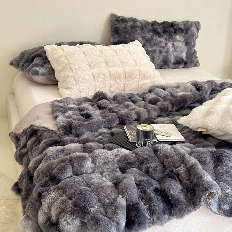 Luxurious Gradient Soft Throw Blanket - Dark Gray - Queen - image 11