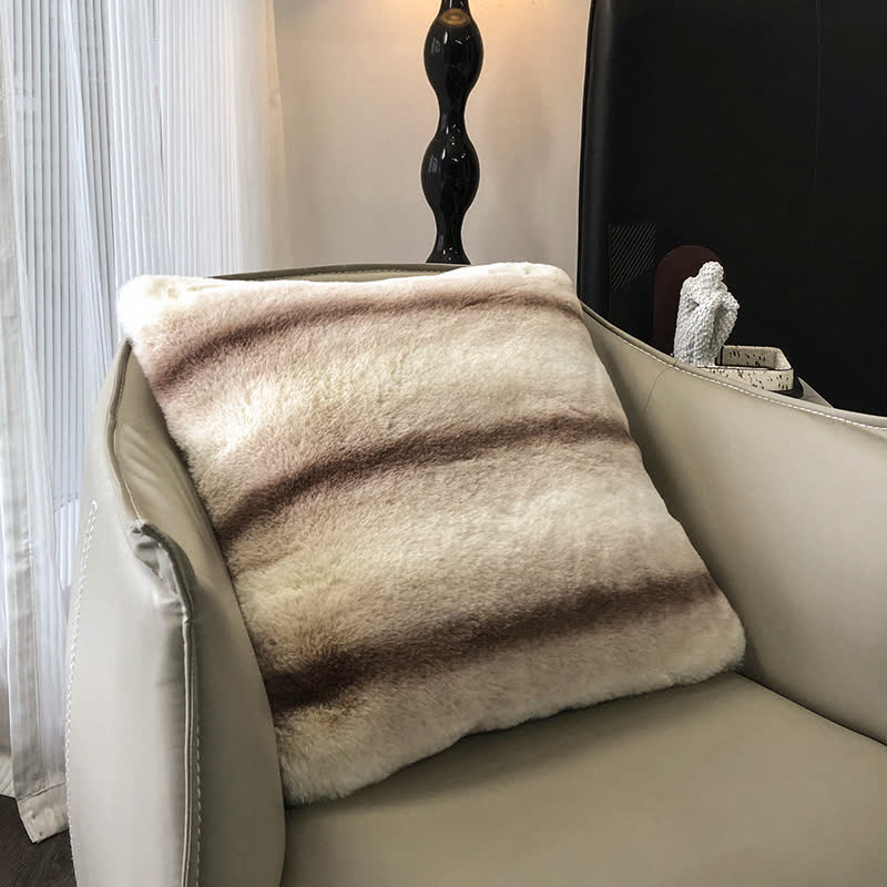 Gradient Striped Luxurious Throw Blanket - Beige & Gray Purple - 1pc Pillowcase : 19" x 19" - image 13