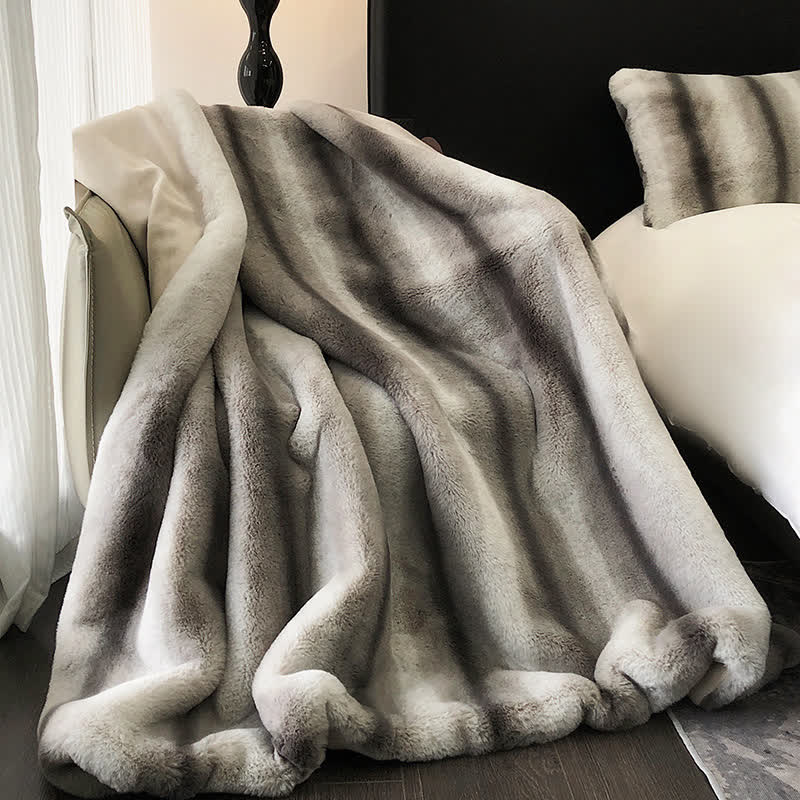 Gradient Striped Luxurious Throw Blanket - Gray - 63"W x 79"L - image 15