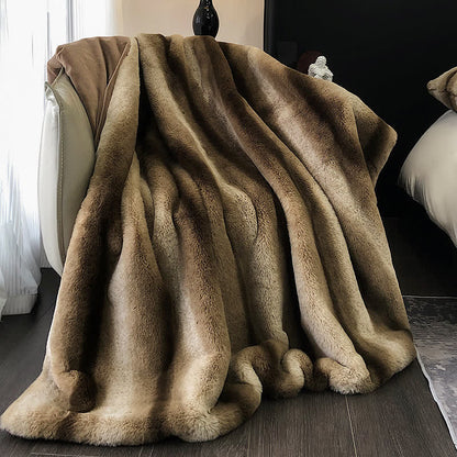 Gradient Striped Luxurious Throw Blanket - Brown - 63"W x 79"L - image 0