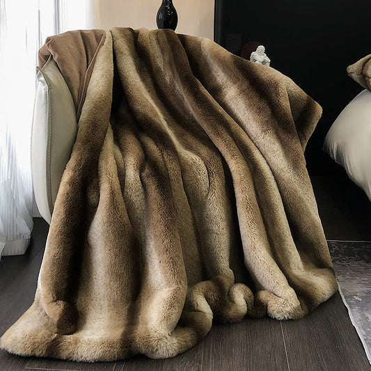 Gradient Striped Luxurious Throw Blanket - Brown - 63"W x 79"L - image 0