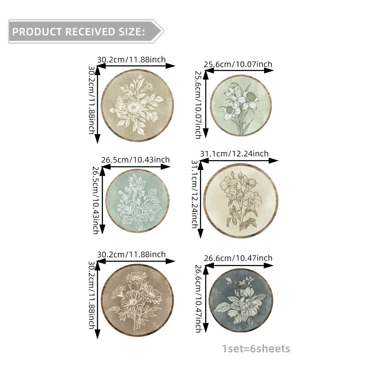 Floral Removable Hidden Adhesive Wall Stickers - 18PCS - image 5