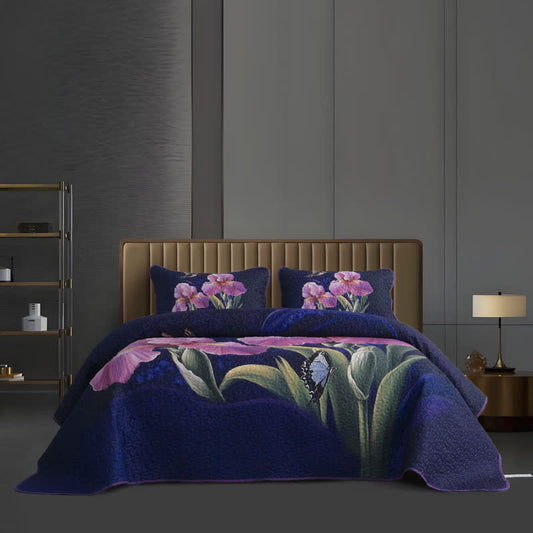 Floral Bird Quilted Soft Bedding Set(3PCS) - King - image 0