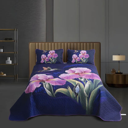 Floral Bird Quilted Soft Bedding Set(3PCS) - image 1