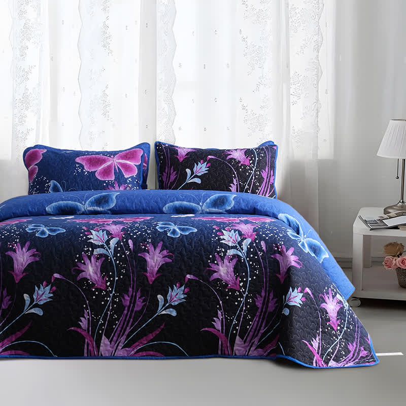 Quilted Pastoral Butterfly Bedding Set(3PCS) - image 1