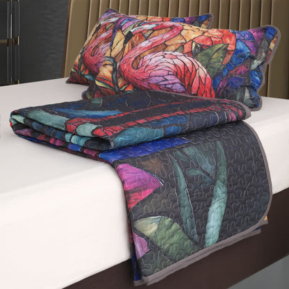 Tropical-style Flamingo Quilted Bedding Set(3PCS) - image 2
