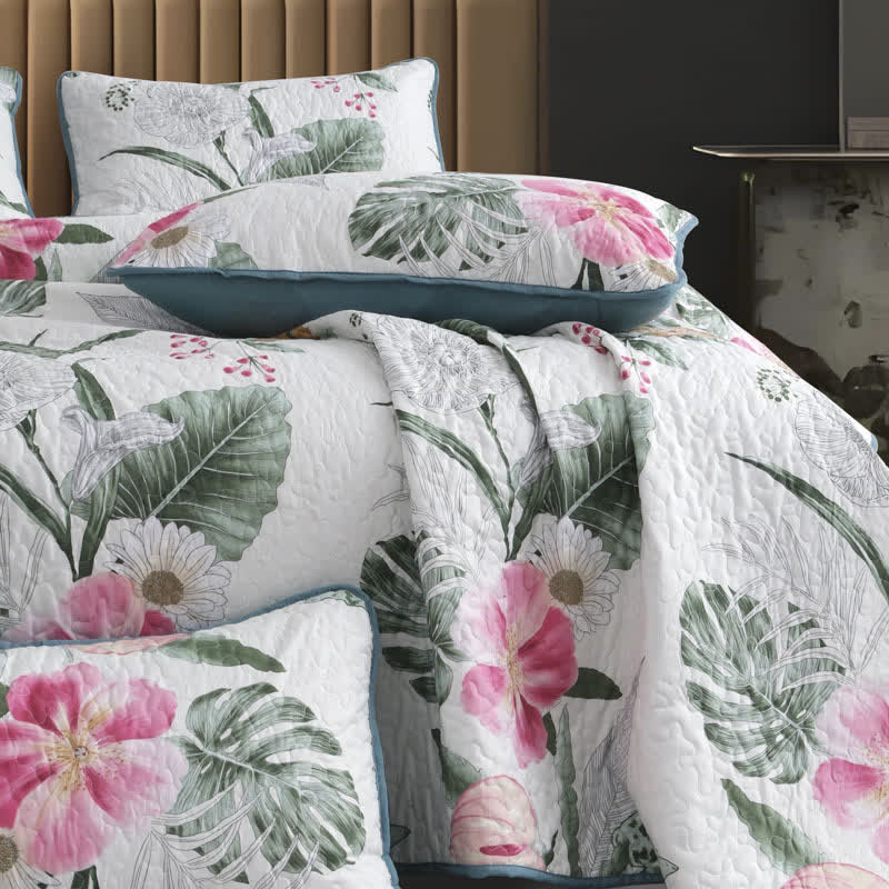 Blooming Floral Quilted Bedding Set(3PCS) - image 1