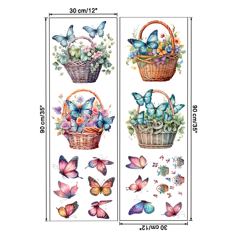 Floral Butterfly Removable Wall Stickers - F - 4PCS - 12" x 35" - image 32