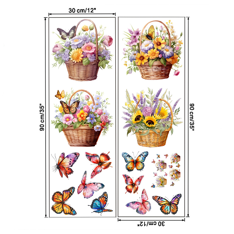 Floral Butterfly Removable Wall Stickers - A - 4PCS - 12" x 35" - image 4