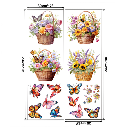 Floral Butterfly Removable Wall Stickers - A - 4PCS - 12" x 35" - image 4